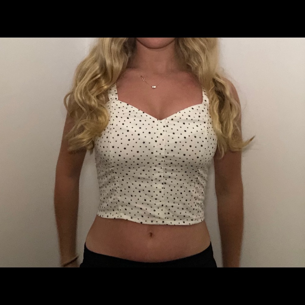 black and white star top